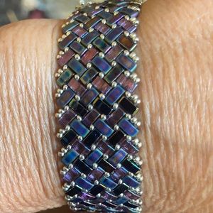 Blue herringbone bracelet